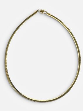 Omega Chain Necklace Silver Gold Tone 2 Sided Collar Reversible 4mm 17.25 inch